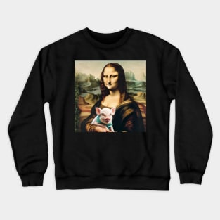 Mona Lisa's Piggy Pal: Celebrate National Pig Day Crewneck Sweatshirt